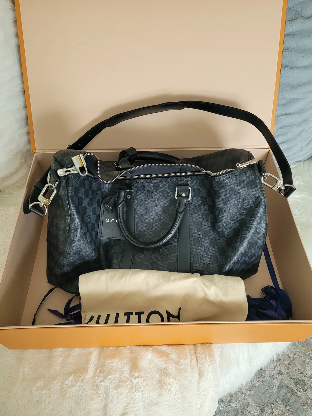 Louis Vuitton Men's Black Damier Keepall 45 Duffel Bag